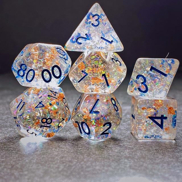 Sage’s Portal Cantrips DND Dice Set - Round Edge Resin 7-PC Polyhedral DND Dice Set for Dungeons and Dragons D&D RPG Tabletop TTRPG (Glitter Copper) - color: Glitter Copper