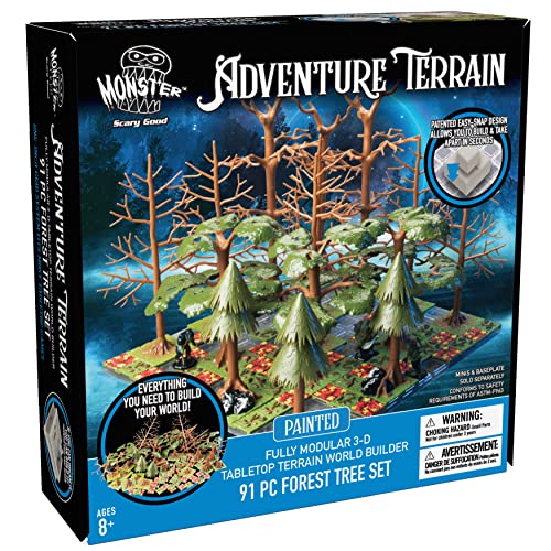 Monster Adventure Terrain 3D Interchangeable Builder System - 91pc Painted Forest Tree Set w Base - Build Modular Worlds in a Snap & Elevate Your Campaign - Compatible with DND Dungeons & Dragons - color: Forest Tree Set