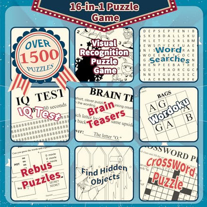 Elfew 4 Pack Large Print Activity Books for Seniors & Adults | 150+ Memory Games, 16 in 1 Puzzle Books, Variety Brain Games: Word Search, Sudoku, Mazes, Crosswords, Gifts for Women & Men