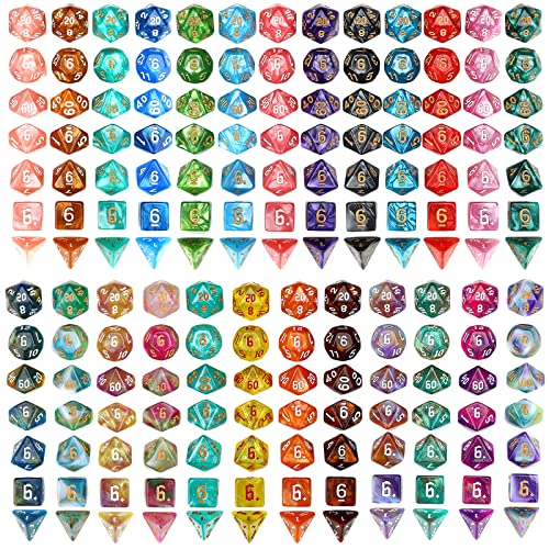 DND Dice Set, 25 X 7 (175 Pcs) Polyhedral Dice with 1 Black Pouch | Three Color, Two Color and Monochrome Dice for Dungeons and Dragons D&D tabletop Role Playing games - color: 25sets-1