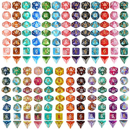 DND Dice Set, 25 X 7 (175 Pcs) Polyhedral Dice with 1 Black Pouch | Three Color, Two Color and Monochrome Dice for Dungeons and Dragons D&D tabletop Role Playing games - color: 25sets-1