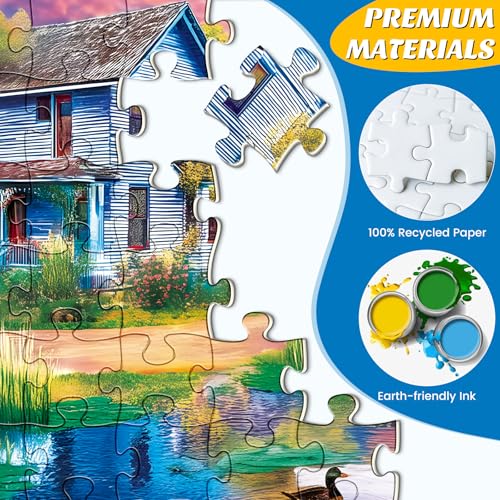 500 Pieces Puzzle for Adults,Country Life Puzzle,Recycled Cardboard Nature Landscape Jigsaw Puzzles 500 Piece,Challenging Game Home Decor Birthday Party Gift Toy for Adults Seniors 20.5 * 15 in - style: Countryside Scenery