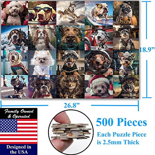 Think2Master Cute Dogs 500 Pieces Jigsaw Puzzle Featuring Very Large Pieces and Cute Puppies. for Adults, Seniors 13+ Size: 26.8” x 18.9” - style: Cute Dogs