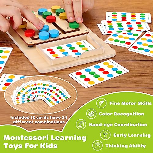 Color Matching Puzzle, Montessori Brain Teaser for Kids Ages 3-7 | Handheld travel game, road trip activity, screen-free play, boys and girls, Christmas and birthday gift