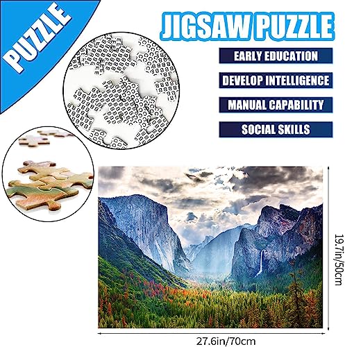 Jigsaw Puzzle, 1000 Pieces, Scenic Mountain Scene, Yosemite National Park, Cardboard, Intermediate, 28 inches by 28 inches, 1 Count, Adults and up - color: Yosemite National Park