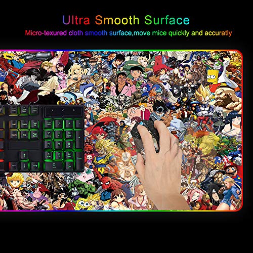 RGB Mouse Pad, Imegny Large Extended Soft Led Mouse Mat with Different Lighting Modes, 900 x 400mm / 35.4 * 15.7Inch (90x40 rgdajihe003) - color: 90x40 Rgdajihe003
