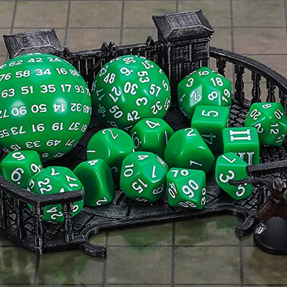 CiaraQ DND Polyhedral Dice Set (15pcs) D4-D100 Game Dice with Dice Bag | Acrylic Role Playing Dice for Dungeons and Dragons MTG Table Games (Green & White) - color: Green & White