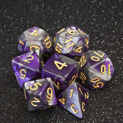 Sage’s Portal Stones DND Dice Set Acrylic Opaque 7-PC Polyhedral DND Dice Set for Dungeons and Dragons D&D Sage’s Cantrips RPG Tabletop TTRPG (Purple/Mica) - color: Purple/Mica