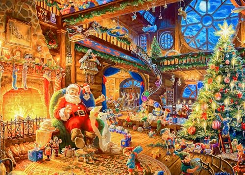 1000 Piece Puzzle for Adults - Christmas Cabin Christmas Puzzle, Letters on Back, Santa Claus Christmas Vacation Jigsaw Puzzles, Challenging Puzzles for Teens Seniors - 27.6 x 19.7 inches - color: Christmas Cabin