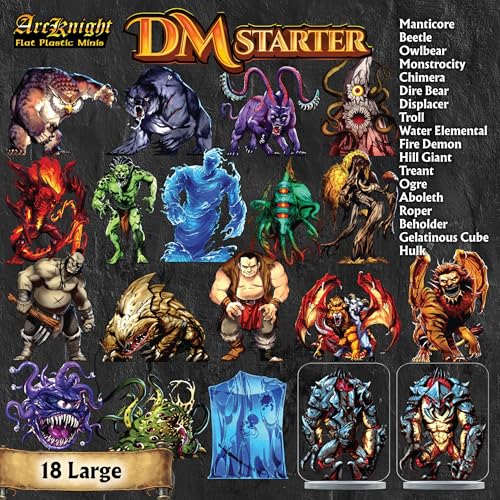 Arcknight DM Starter Set - 162 Flat DND Minatures for Dungeons and Dragons, Pathfinder & More - Double-Sided, Full-Color Artwork