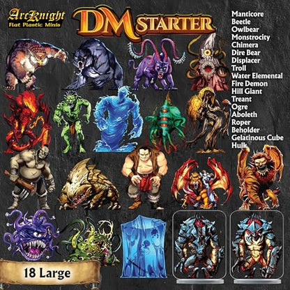 Arcknight DM Starter Set - 162 Flat DND Minatures for Dungeons and Dragons, Pathfinder & More - Double-Sided, Full-Color Artwork