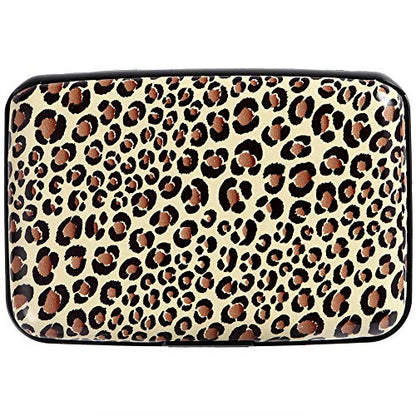 Credit Card Holder Small RFID Blocking Wallet Business Metal Slim Mini Aluminum Hard Case for Women Men - color: Leopard
