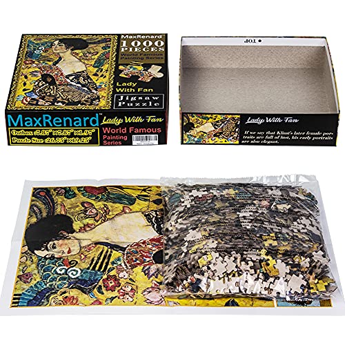 MaxRenard Game Jigsaw Puzzle 1000 Pieces and Up Fine Art Collection Toy Klimt Lady with Fan - color: A009