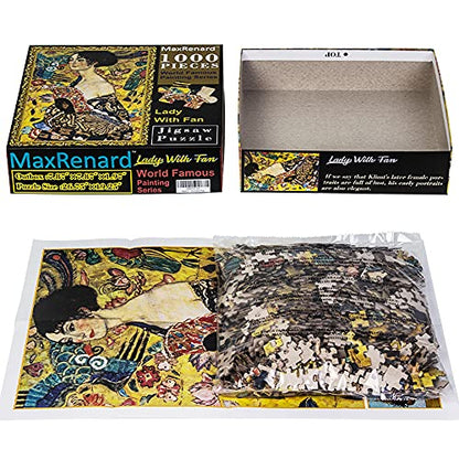 MaxRenard Game Jigsaw Puzzle 1000 Pieces and Up Fine Art Collection Toy Klimt Lady with Fan - color: A009