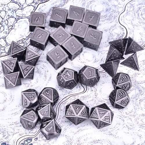 Extended Metal Dice RPG Set | 31 Piece Polyhedral Dice for DND5E Tabletop Role Playing Adventure Games (Iron) - color: Iron