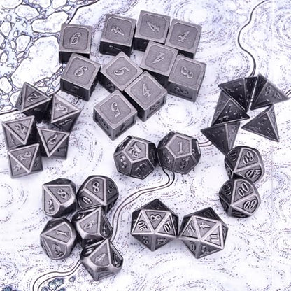 Extended Metal Dice RPG Set | 31 Piece Polyhedral Dice for DND5E Tabletop Role Playing Adventure Games (Iron) - color: Iron