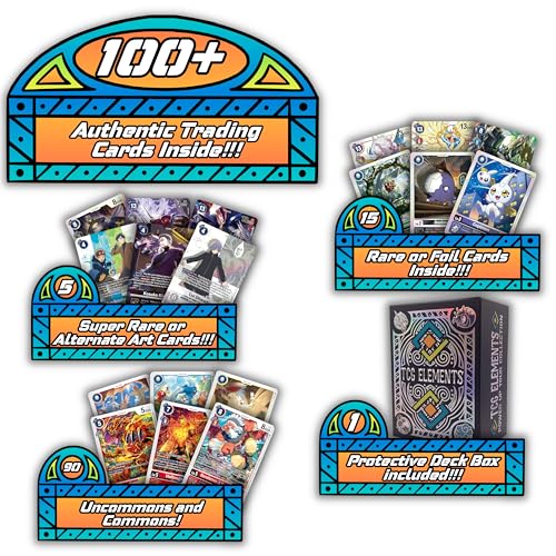 Digimon Ultra Rare Starter Bundle | 100+ Authentic Cards | 99x C/UC | 15x Random Foils | 5 SR/ALT | TCG Elements Deck Box