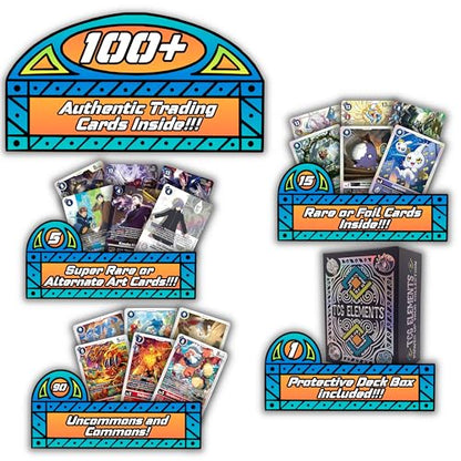 Digimon Ultra Rare Starter Bundle | 100+ Authentic Cards | 99x C/UC | 15x Random Foils | 5 SR/ALT | TCG Elements Deck Box