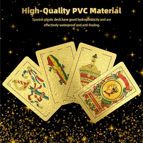 CDBXRA Spanish Playing Cards, Original Spanish Cards Games Deck of Cards | Briscas Cards Puerto Rico Mexican Playing Cards (Gold x 2) - color: Gold X 2