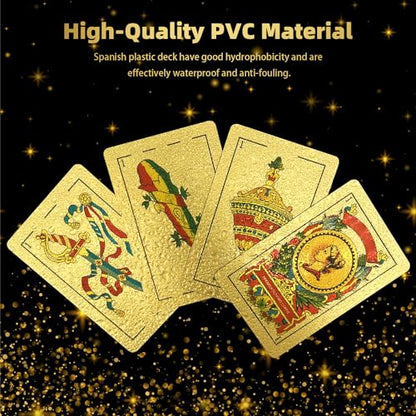 CDBXRA Spanish Playing Cards, Original Spanish Cards Games Deck of Cards | Briscas Cards Puerto Rico Mexican Playing Cards (Gold x 2) - color: Gold X 2