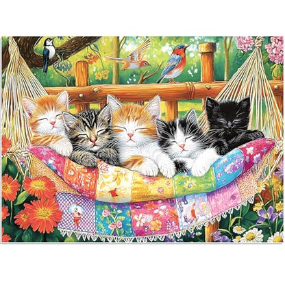 300 Piece Puzzle for Adults, Cat Birds Flower Puzzle for Adults Kids Seniors, Large Piece Animals Puzzles for Kids Ages 8-10 10-12, Challenging Puzzles Perfect for Game Nights, 20.5 * 15 in - style: Cats