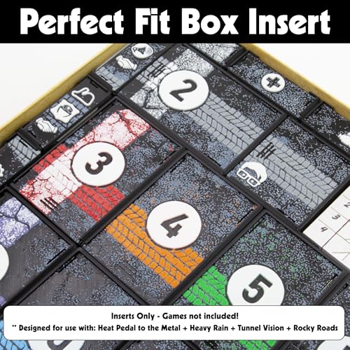 Organizer for Heat: Pedal to the Metal Unofficial – Fits Base Game + Heavy Rain, Tunnel Vision & Rocky Roads Expansions – Vertical Storage Safe - Supports Sleeved Cards