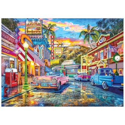 RoseArt - Back to The Past - 1950'S Hollywood Street - 1000 Piece Jigsaw Puzzle for Adults - style: 1950s Hollywood Street