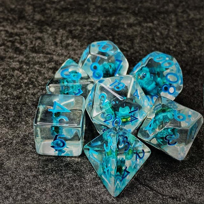 Sage’s Portal Cantrips DND Dice Set - Round Edge Resin 7-PC Polyhedral DND Dice Set for Dungeons and Dragons D&D RPG Tabletop TTRPG (Blue Flowers) - color: Blue Flowers