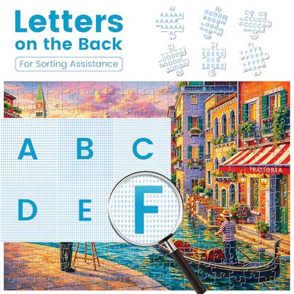 Romantic Venice Canal 300 Piece Jigsaw Puzzle, Italian Scenery | Fun and Challenging Puzzle for Family Time, Relaxing Gift for Adults, Kids, Seniors, 20.5 x 15 in - style: Venetian Sunset Canal