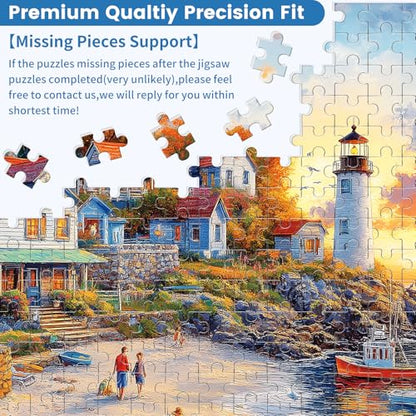 1000 Pieces Puzzles for Adults, Fall Seaside Puzzle, Fishing Village Jigsaw Puzzles 1000 Pieces, Creative Play Holiday Party Gifts Artwork Wall Home Decor, Funny Puzzle for Adults, 28×20 in - style: Fishing Village