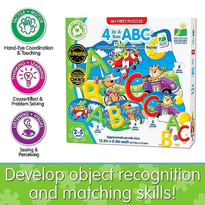 The Learning Journey My First 4-In-A-Box Puzzle - ABC - Educational Toddler Toys & Gifts for Boys & Girls Ages 2 & Up - Award Winning Puzzle, Multi - style: ABC
