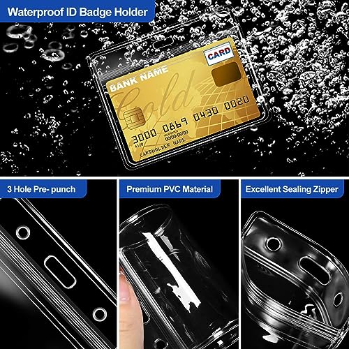 100 Pcs Clear Plastic Horizontal Name Badge ID Card Holders