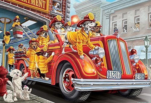 Vermont Christmas Company Fire Truck Pups Jigsaw Puzzle 100 Piece, Large Pieces Perfect for Kids and Seniors
