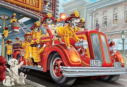 Vermont Christmas Company Fire Truck Pups Jigsaw Puzzle 100 Piece, Large Pieces Perfect for Kids and Seniors