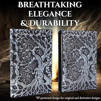 Notebook Journal, Refillable Binder for DND - 3D Tree of Life Design (A5) | A5 400 Pages (200 Sheets), Perfect for Dungeons and Dragons (D&D), Bonus Tabs and Ruler, for Players and DM's - color: Silver