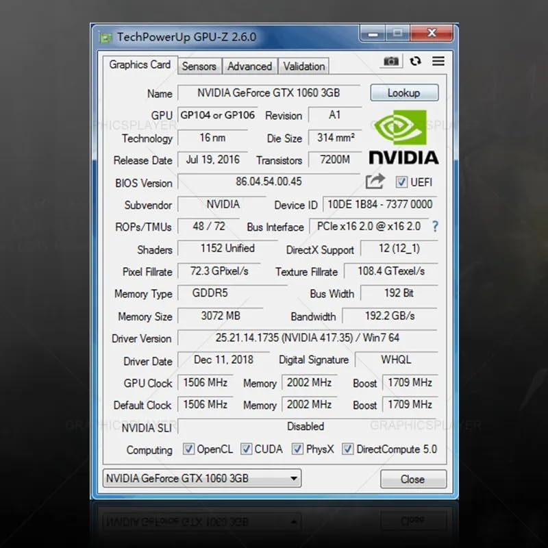 XUANMO NIVIDIA Geforce GTX1060 3GB Gaming Graphics Card Video Card gem GDDR5 PCI Express x16 3.0 8008 MHz Output Interface HDMI DP DVI Graphics Card GTX1060 3GB - color: 3GB