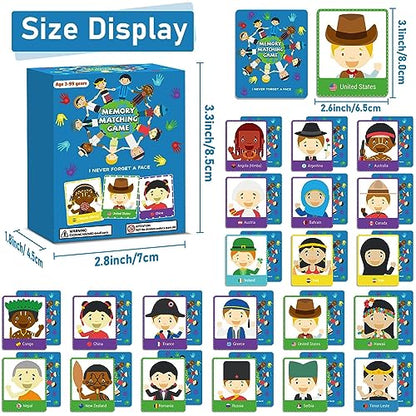 gisgfim 100 PCS Memory Matching Game Never Forget a Face Concentration Memory Card for Kids Educational Ages 3-8 A Fun & Fast Matching Games - style: Never Forget a Face