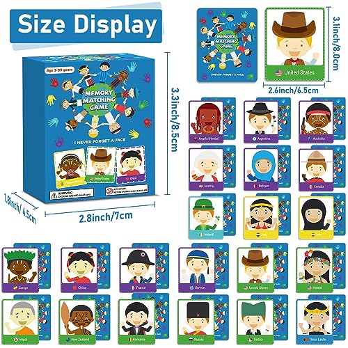 gisgfim 100 PCS Memory Matching Game Never Forget a Face Concentration Memory Card for Kids Educational Ages 3-8 A Fun & Fast Matching Games - style: Never Forget a Face