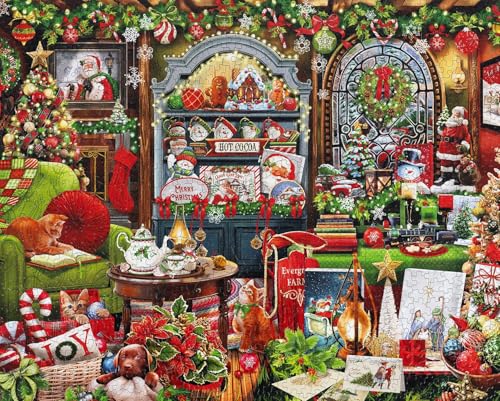 Springbok's Christmas Boutique 1000 Piece Jigsaw Puzzleby Artist Gina Jane Features a Cozy Holiday Boutique Overflowing with Festive Gifts - style: Christmas Boutique