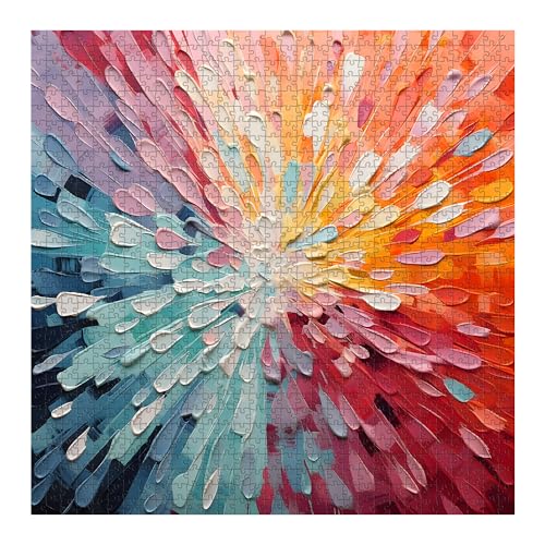 Impossible Puzzles 1000 Piece, Colorful Hard Difficult Puzzle for Adults, Gradient Rainbow Challenging Jigsaw Art Painting - style: Color Explosion