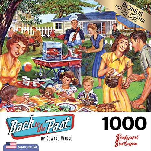 RoseArt - Back to The Past - Backyard BBQ - 1000 Piece Jigsaw Puzzle for Adults - style: Backyard BBQ