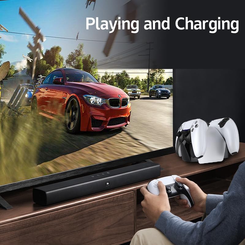 Dualsense Charging Station for Ps5 Controller,Ps5 Controller Charger Holder Stand with Overcharge Protect,Led Indicator,2.5h Fast Charging Docking for PlayStation 5 Controllers (Black) - color: Black