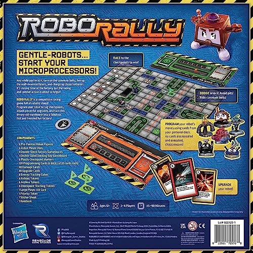 Renegade Game Studios Robo Rally Board Game Strategy Programming with 6 | Racing Tactics for 2-6 Players, 80+ Course Combos, Pre-Painted Robot Figures, Factory Battle Maze, for Ages 12 and up
