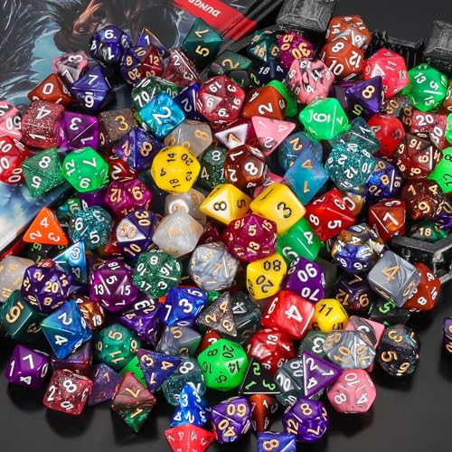 QMay 30 Sets Polyhedral Dice - 30 X 7 (210 Pieces) DND Dice with a D&D Dice Large Drawstring Bag, 30 Colors D4 D6 D8 D10 D% D12 D20, Great for Dungeons and Dragons, RPG, MTG,Role Playing Table Games - color: 30 Sets-210pcs