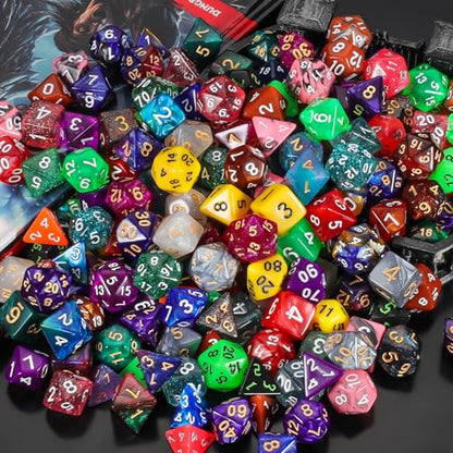 QMay 30 Sets Polyhedral Dice - 30 X 7 (210 Pieces) DND Dice with a D&D Dice Large Drawstring Bag, 30 Colors D4 D6 D8 D10 D% D12 D20, Great for Dungeons and Dragons, RPG, MTG,Role Playing Table Games - color: 30 Sets-210pcs