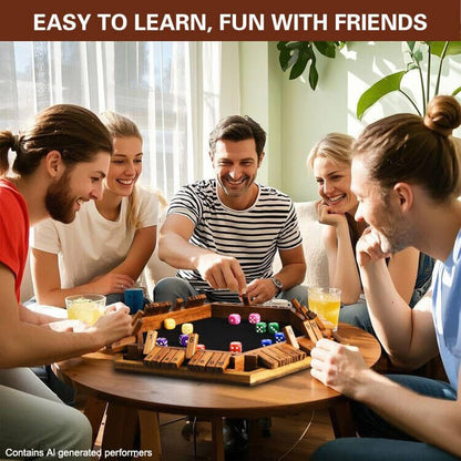 ELONGDI Upgraded 1-6 Player Shut The Box Dice Game with 12 Dice+Bonus Wooden 12 Dice, Classic Wooden Board Table Math Game for Adults,Kids/Tabletop Board Games for Classroom,Home,Party or Pub