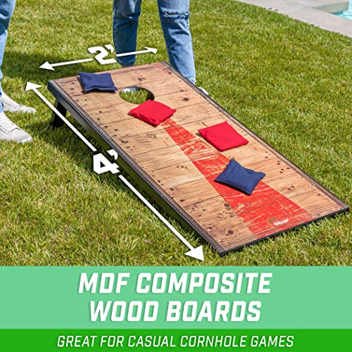 GoSports Portable Cornhole Sets, 8 Styles – Choose 4 x 2 ft or 3 x 2 ft - Boards Include 8 Bean Bags, Travel Case, and Game Rules - style: 4 x 2 ft Rustic