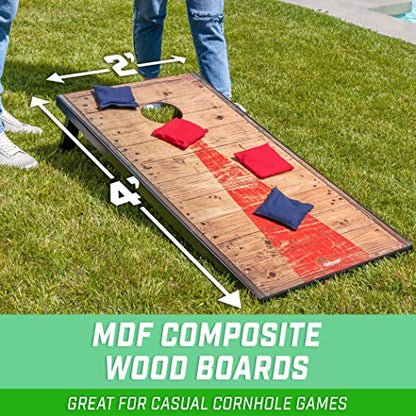 GoSports Portable Cornhole Sets, 8 Styles – Choose 4 x 2 ft or 3 x 2 ft - Boards Include 8 Bean Bags, Travel Case, and Game Rules - style: 4 x 2 ft Rustic