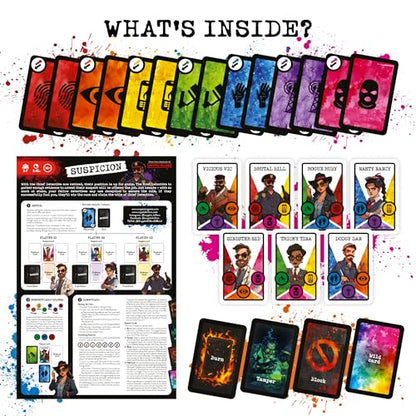 Cryptic Killers Suspicion – Playing Cards, Card Game & Travel Games for Adults, Deal and Play 2-7 Players, Detective Arrest Bluffing Strategy, 14+ Family Game Night
