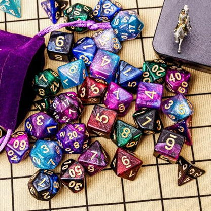 DND Dice Set 42 Pcs Polyhedral Dungeons and Dragons Rolling Dice for D&D RPG MTG Table Games Dice Bulk with Colorful Drawstring Bags and Dice Tray (Star-Tray) - color: Star-tray